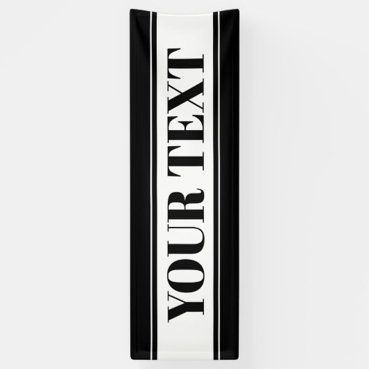 Zwart-wit aangepaste tekststreep spandoek (Verticaal)