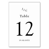 Zwart & Wit Aangepaste Trouwtafel Nummer Kaart (Voorkant)