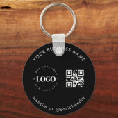 Zwart wit Aangepaste zakelijke Logo Qr-codescan to Sleutelhanger (Voorkant)