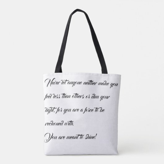 Zwart-wit Aanmoediging van Canvas tas tekst (Achterkant)