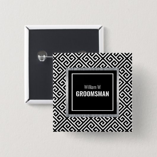 Zwart-wit aanpasbare Groomsman-naamknop Vierkante Button 5,1 Cm (Voorkant /achterkant)