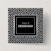 Zwart-wit aanpasbare Groomsman-naamknop Vierkante Button 5,1 Cm (Voorkant)