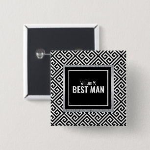Zwart-wit aanpasbare naam van de getuige knop vierkante button 5,1 cm