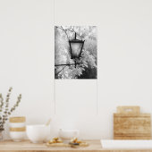 Zwart-wit aanzicht van lichtarmatuur poster (Keuken)