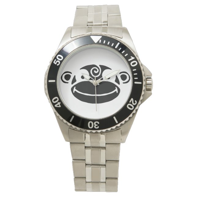Zwart & Wit Aap Horloge (Voorkant)