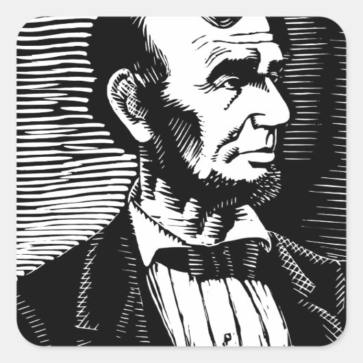  zwart-wit Abraham Lincoln Portrait Vierkante Sticker (Voorkant)