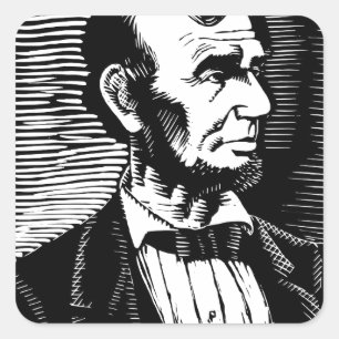  zwart-wit Abraham Lincoln-portret Vierkante Sticker