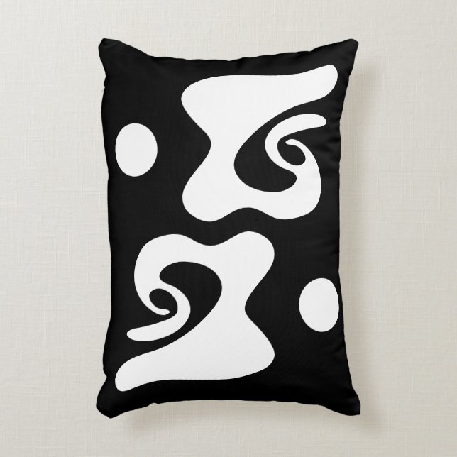 Zwart-wit abstract accent kussen (Voorkant(Verticaal))