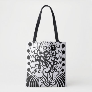 zwart-wit abstract afbeelding, stijlvol tote bag
