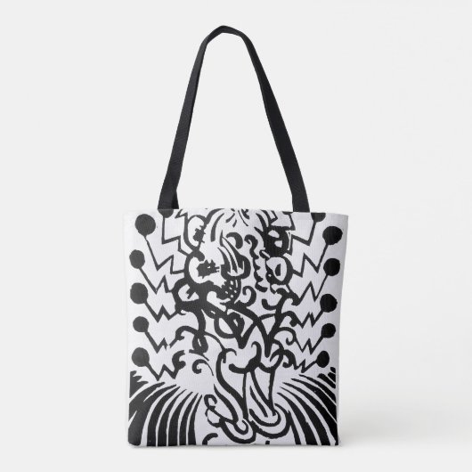 zwart-wit abstract afbeelding, stijlvol tote bag (Achterkant)