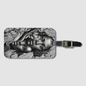 Zwart & Wit Abstract Afro-Amerikaanse Vrouwen Bagagelabel (Voorkant (horizontaal))