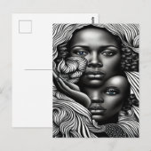 Zwart & Wit Abstract Afro-Amerikaanse Vrouwen Briefkaart (Voorkant / Achterkant)