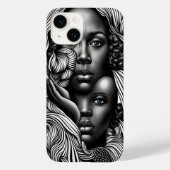 Zwart & Wit Abstract Afro-Amerikaanse Vrouwen Case-Mate iPhone Case (Achterkant)