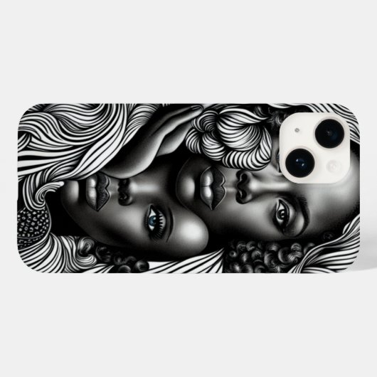 Zwart & Wit Abstract Afro-Amerikaanse Vrouwen Case-Mate iPhone Case (Achterkant (horizontaal))