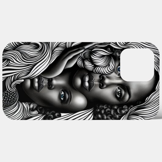 Zwart & Wit Abstract Afro-Amerikaanse Vrouwen Case-Mate iPhone Case (Achterkant (horizontaal))