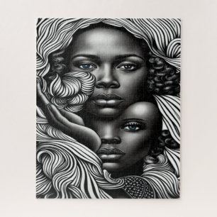 Zwart & Wit Abstract Afro-Amerikaanse Vrouwen Legpuzzel