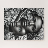 Zwart & Wit Abstract Afro-Amerikaanse Vrouwen Legpuzzel (Horizontaal)