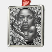 Zwart & Wit Abstract Afro-Amerikaanse Vrouwen Metalen Ornament (Links)