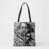 Zwart & Wit Abstract Afro-Amerikaanse Vrouwen Tote Bag (Voorkant)