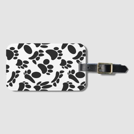 Zwart-wit Abstract Art Dog Paw Print Bagagelabel (Voorkant (horizontaal))