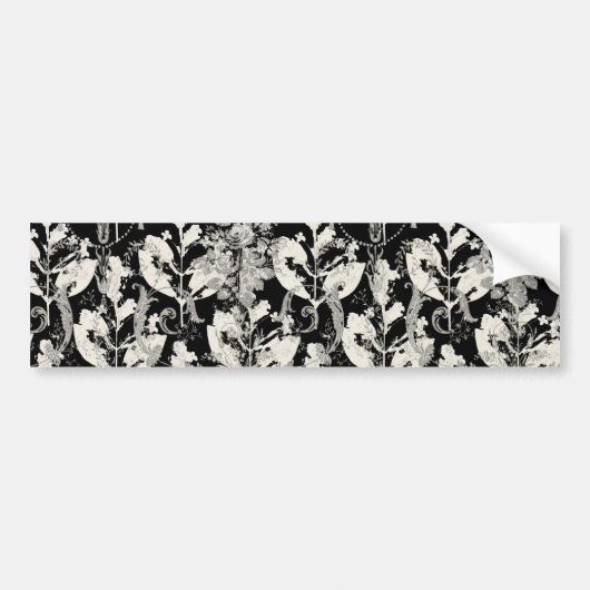 Zwart wit abstract blad patronen bumpersticker (Voorkant)