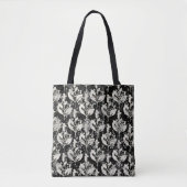 Zwart wit abstract blad patronen tote bag (Voorkant)