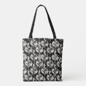 Zwart wit abstract blad patronen tote bag (Achterkant)