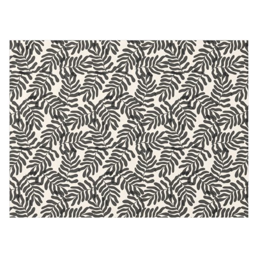Zwart-wit abstract blad patroon tafelkleed (Voorkant (Horizontaal))