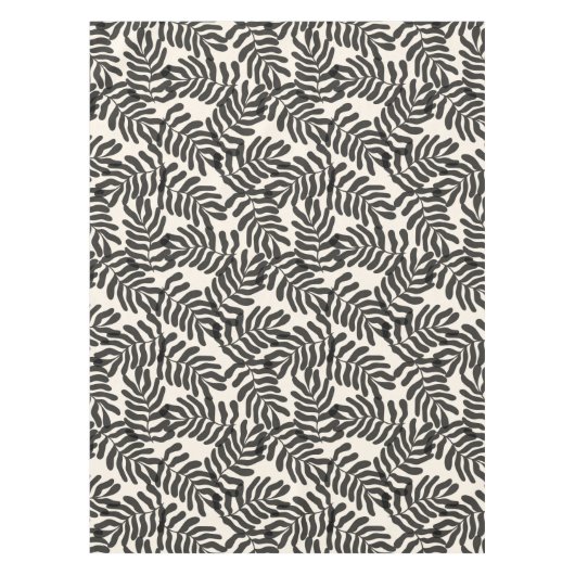 Zwart-wit abstract blad patroon tafelkleed (Voorkant)