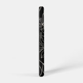 Zwart wit abstract blad stengellijnen golvend samsung galaxy hoesje (Rechterkant)