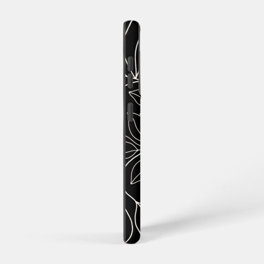 Zwart wit abstract blad stengellijnen golvend samsung galaxy hoesje (Rechterkant)