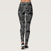 Zwart-wit abstract bladpatroon leggings (Achterkant)