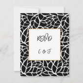 Zwart Wit Abstract Bladpatroon RSVP-Kaart Kaart (Voorkant)