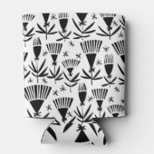 Zwart Wit Abstract Bloemen: Elegant Patroon Blikjeskoeler (Achterkant)