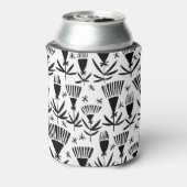 Zwart Wit Abstract Bloemen: Elegant Patroon Blikjeskoeler (Blikje Achterkant)