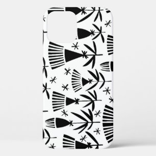 Zwart Wit Abstract Bloemen: Elegant Patroon Case-Mate iPhone Case