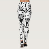Zwart Wit Abstract Bloemen: Elegant Patroon Leggings (Achterkant)