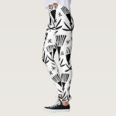 Zwart Wit Abstract Bloemen: Elegant Patroon Leggings (Links)