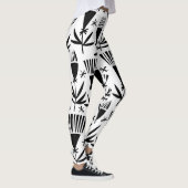 Zwart Wit Abstract Bloemen: Elegant Patroon Leggings (Rechts)
