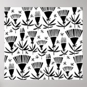Zwart Wit Abstract Bloemen: Elegant Patroon Poster (Voorkant)