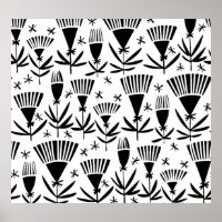 Zwart Wit Abstract Bloemen: Elegant Patroon