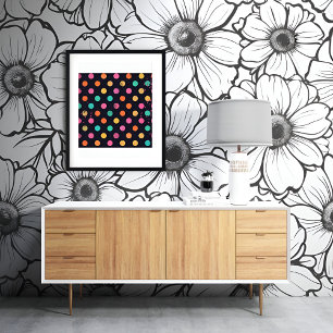 Zwart-wit Abstract bloemig naadloos patroon Behang