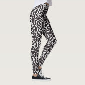 Zwart-wit Abstract bloemmotief Leggings (Rechts)