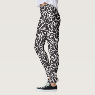 Zwart-wit Abstract bloemmotief Leggings