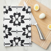 Zwart-wit abstract bloemmotief theedoek (Quarter Fold)