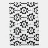 Zwart-wit abstract bloemmotief theedoek (Verticaal)