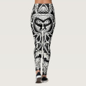 Zwart-wit Abstract Botanische Bloemenwijnstokken Leggings (Achterkant)