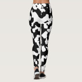 Zwart Wit Abstract Camo Koe Print Leggings (Achterkant)