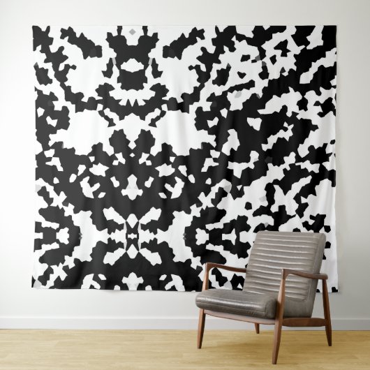 Zwart-wit Abstract camouflagepatroon Wandkleed (In Situ (horizontaal))