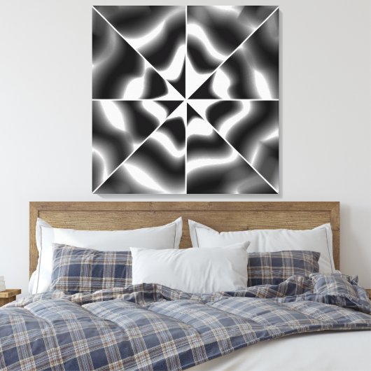 Zwart-wit abstract canvas afdruk (Insitu (Slaapkamer))